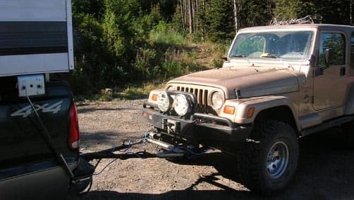 Towing his Jeep with the Roadmaster Towing Systems