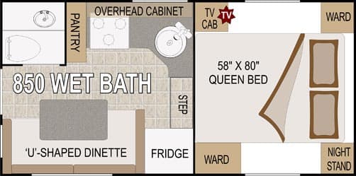 Wolf Creek 850 truck camper floorplan