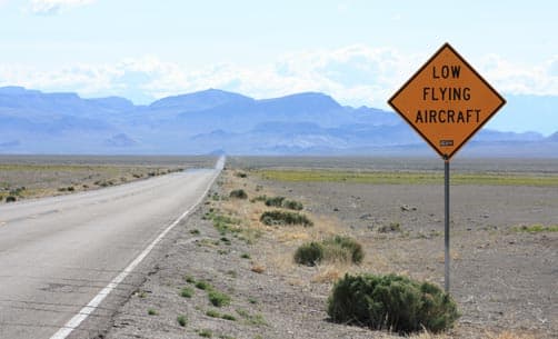 Nevada Highway Sign low aircraft