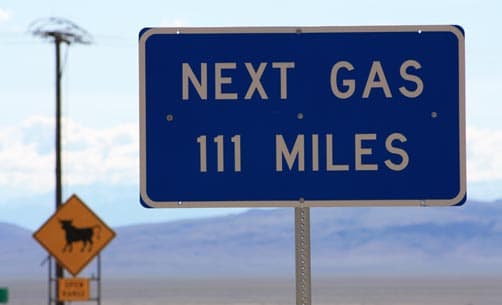 Nevada Highway Sign for gas