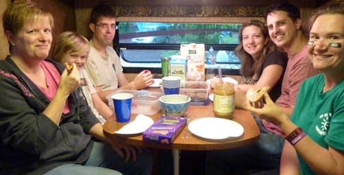 Breakfast in the dinette of the Lance 1050S