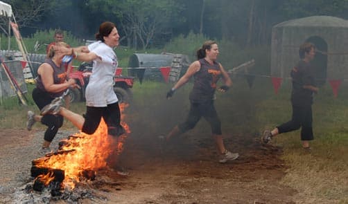 Warrior Dash - Jumping Over Fire