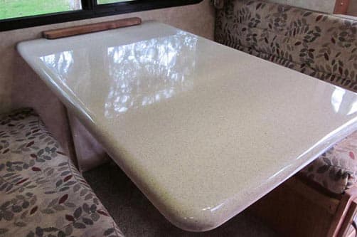 granite coat tops on the dinette table