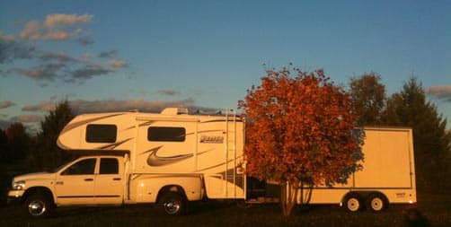 Lance Camper with stage trailer